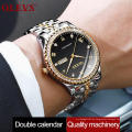 6604 OLEVS Marke Luxus Gold Edelstahl Armband Material Herren Business Office Armbanduhr OEM Zoll Logo Uhr Für Männer